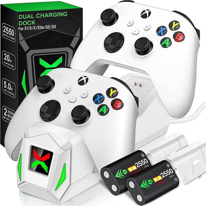 Dual Xbox Controller Charger with 4×5520Mwh Battery Packs for Xbox Series X|S/One/Elite